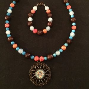 Floral Mandala Handmade Necklace & Bracelet Set